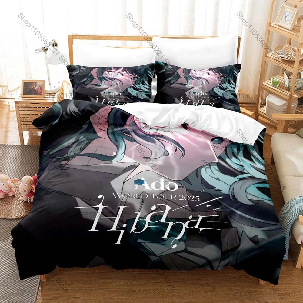 Ado Hello Signals - Juego de ropa de cama con estampado de Nico Nico Singer Utaite, funda nórdica y 2 fundas de almohada, tela suave, decoración para dormitorio, regalo