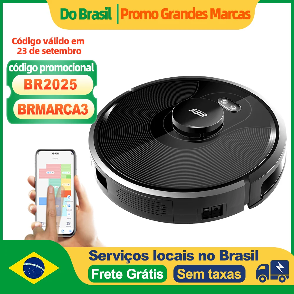 (Código promocional: BR2025)Robô aspirador de pó ABIR X8, navegação a laser lidar, 6500pa sucção, multi-assoalho mapa, Esterilização UV, y forma molhado esfregar, app zonas não-go, Exclusivo Sensor TOF