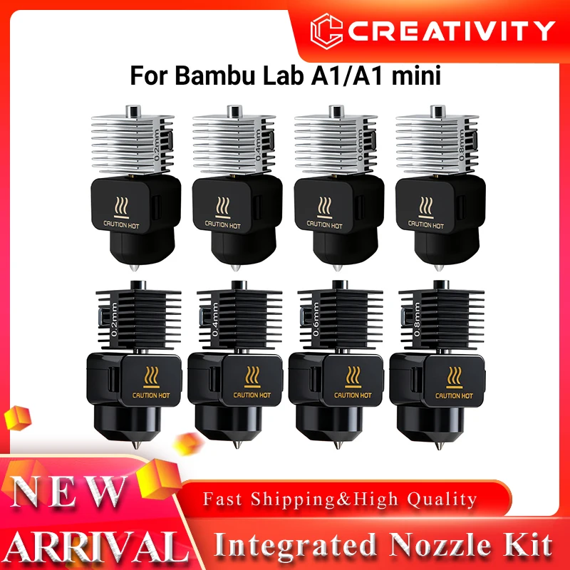 

Bambu Lab A1 Mini Hotend Kit with 0.2/0.4/0.6/0.8mm Hardened Steel Nozzle for Lab A1 Replace Hotend Kit 3d printer Assembly Part