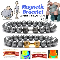 fashion Bracelet Volcanic Stone Bracelet Black Dumbbell Beads Bracelet Women Men Couple Fitness Barbell bracelet wholesale