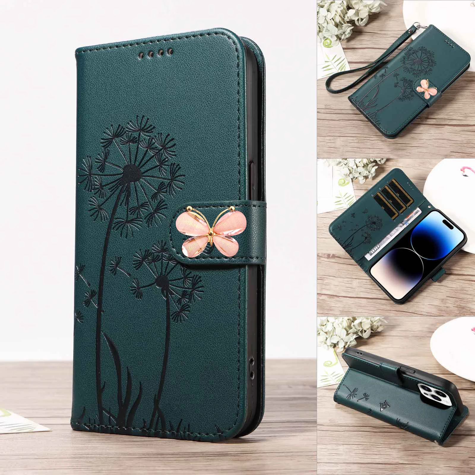 حزام اليد الوجه الحال بالنسبة ل VIVO V50 V40 لايت V30E V29 V29E فراشة كليب الجلود الحبل 3 بطاقات السوار الفرقة المحفظة غطاء Funda
