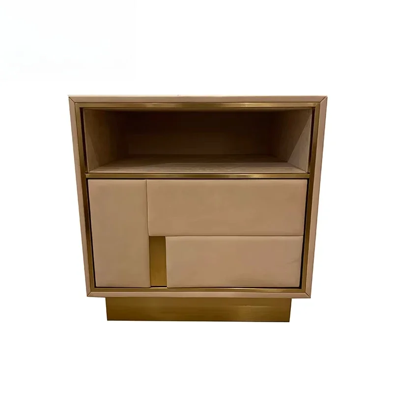 

Bedroom Furniture Drawer Bedside Table Leather Luxury Bedside Table