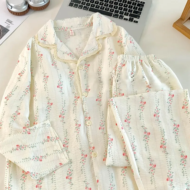 

Комплекты пижам с пуговицами для женщин, из спандекса, с бантом, для дома, для милых девушек, эластичные, легкие, удобные, дышащие, на весну