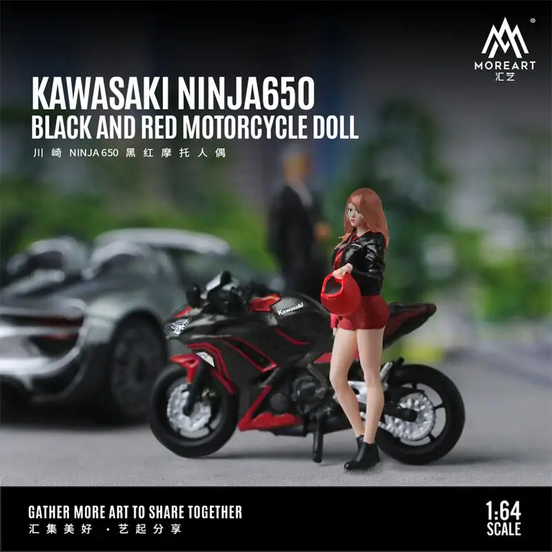 

**Pre-Order** MoreArt 1:64 KAWASAKI NINJA 650 Black and Red Motorcycle Figure Diorama