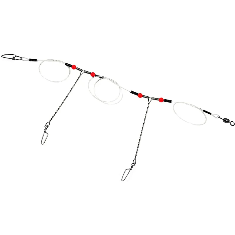 Angelführer mit Wirbeln, Druckknöpfen, Perlen für Köder, Köder und Haken, 2-armiges Nylon-Leser-Line-Rig für Meeresangeln für Freshwa