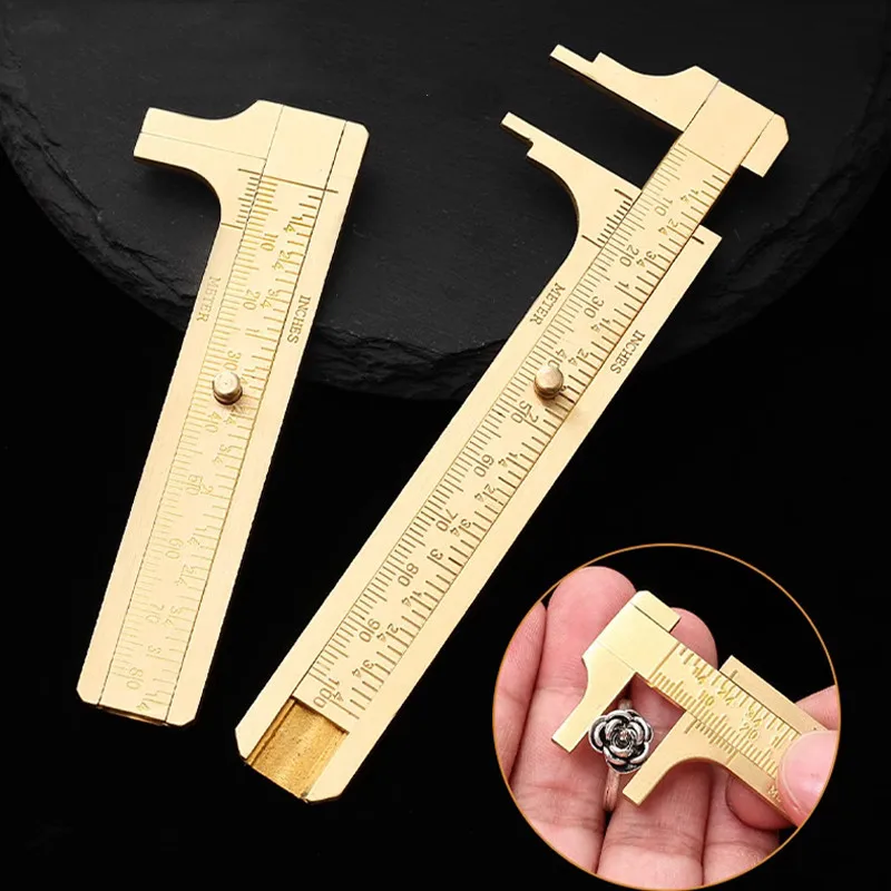 Mini Vernier Caliper Brass Metric Imperial MM INCH Small Portale Ruler Measure Tool Slide Length Gauge Copper Caliber Craft DIY