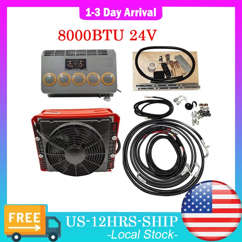 Aspligo Electric Cool Air Conditioning 24V Split Air Conditioner for Car Automobile Excavator Tractor Trailer Truck Motorhome