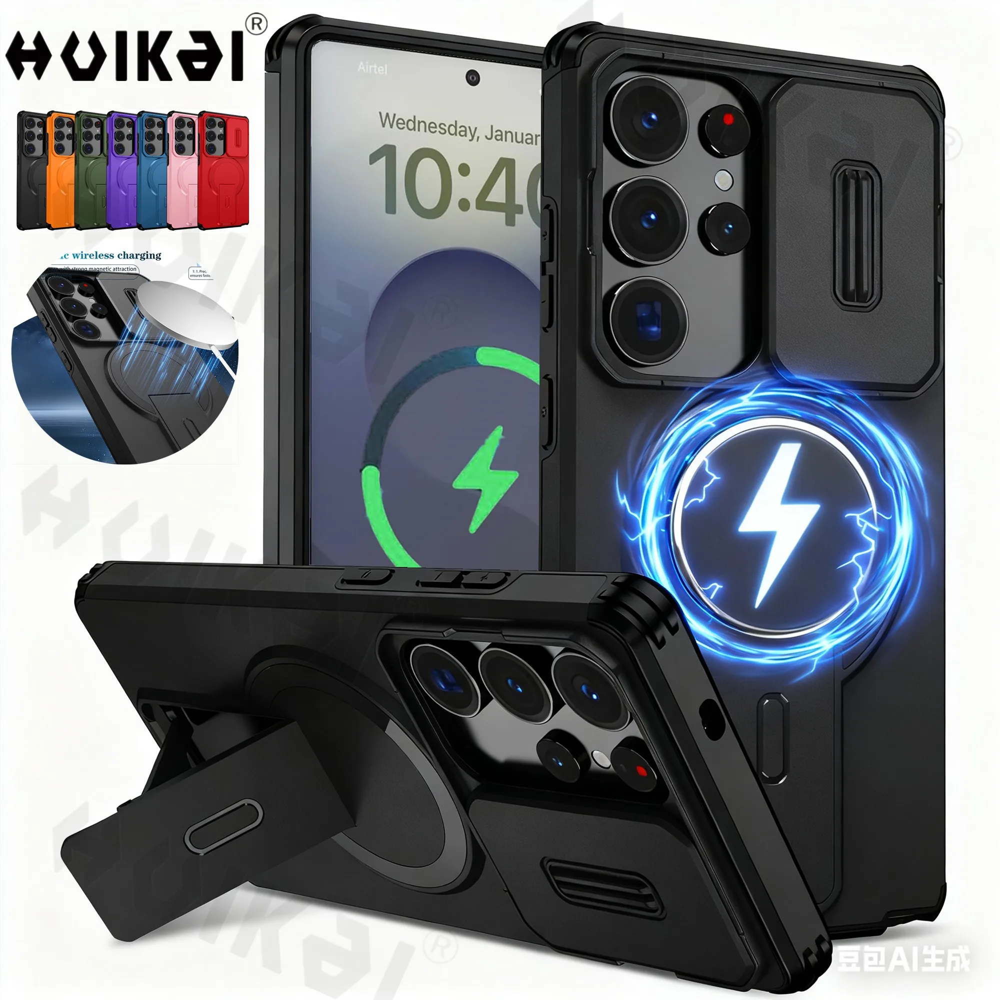 Hülle für Samsung Galaxy S25 Ultra S24 Ultra mit Kamerasteuerung, Ständer, MagSafe, Magnetisch, Stoßfest, Schutzhülle, Robust