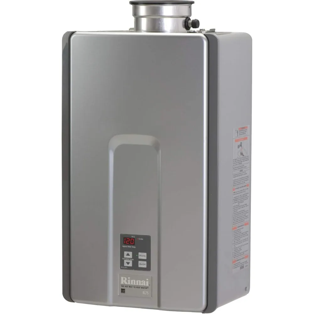 RL75IP Tankless Hot Water Heater, 7.5 GPM, Propane, Indoor Installation