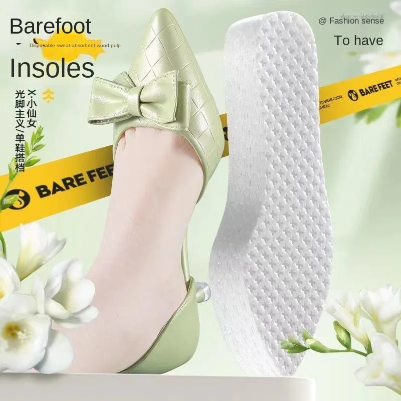10 Pairs Disposable Shoe Liners Breathable Thin Insoles Disposable Insert Women Replaceable Outdoor Barefoot Wood Pulp