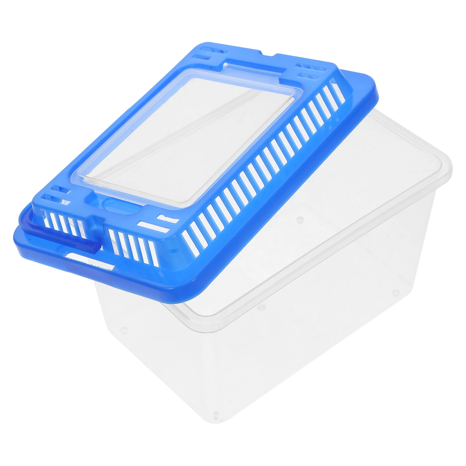 

Portable Fish Tank with Lid Blue Mini Plastic Goldfish Feeding Box Turtle Terrarium Small Reptile Clear Storage Tank Durable