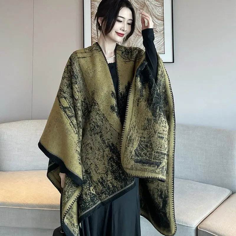 

Утепленные кашемировые зимние шарфы с вышивкой, женская накидка-парео, теплая мусульманская шаль, массивный платок, женский элегантный тюрбан, wh100