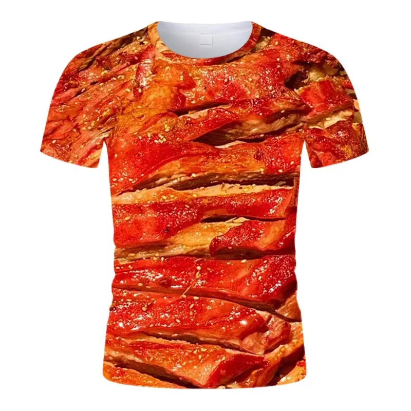 Fun Barbecue Squid Kebab Pattern 3D Print T-Shirts Men's Short Sleeve O-Neck T Shirt Casual Harajuku Y2K Tops Tees Men Clothing