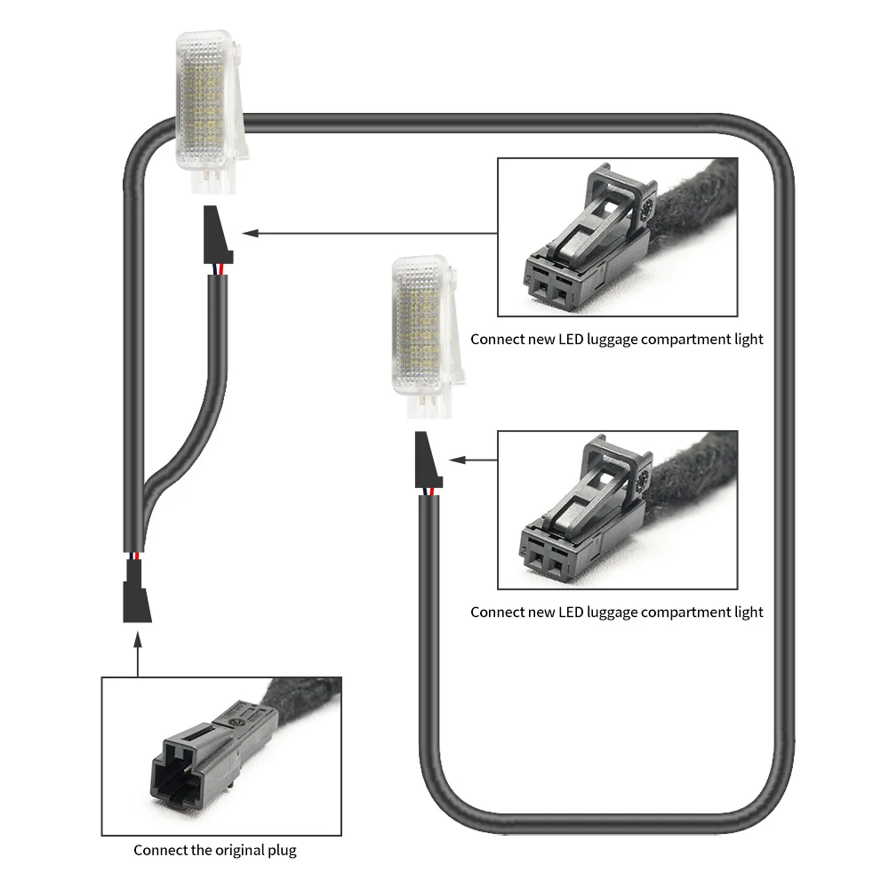 2 قطعة ل 2016-2024 أودي A4 S4 B9 سيدان S4 B9 سيدان A3 S3 RS3 8Y Q2 Led مقصورة الأمتعة الداخلية مصباح إضاءة صندوق السيارة ث/الأسلاك تسخير #6