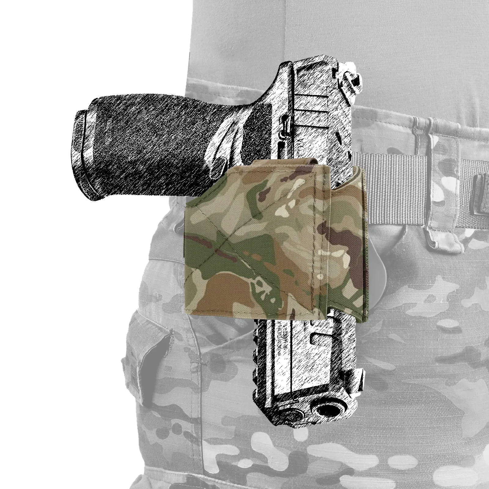 Funda táctica universal nailon OWB para airsoft – Ligera y MOLLE - imagen 2