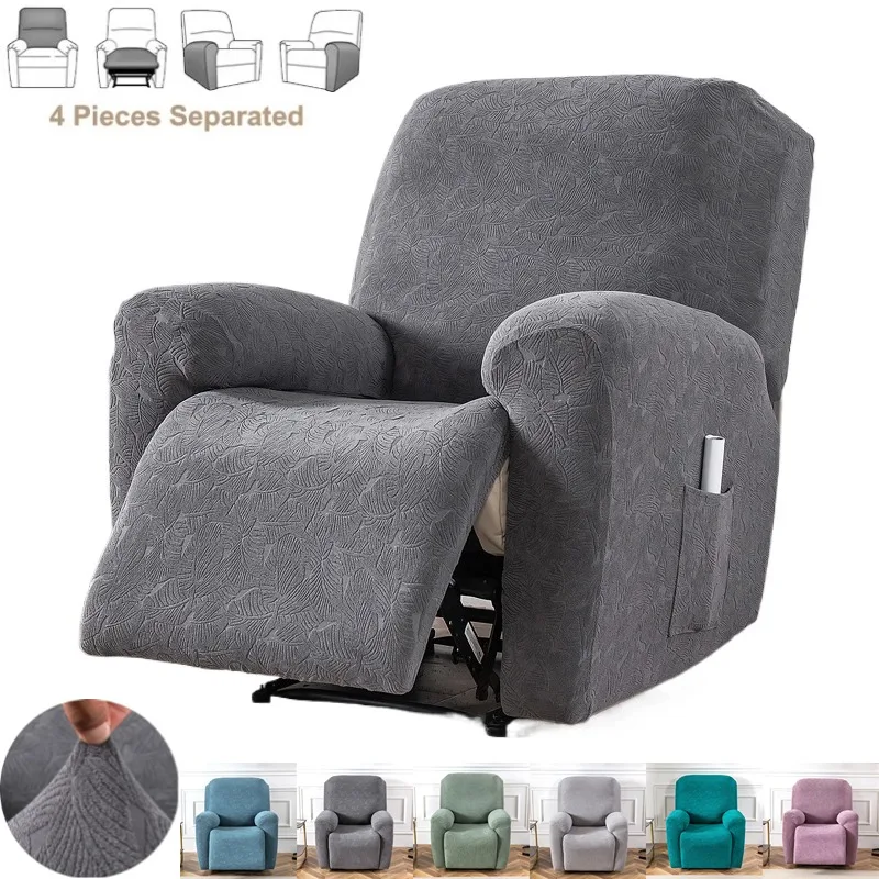 

4pcs/set Split Recliner Sofa Cover Jacquard Elastic Relax Armchair Slipcover Stretch 1Seater Single Sofa Seat Protector Covers