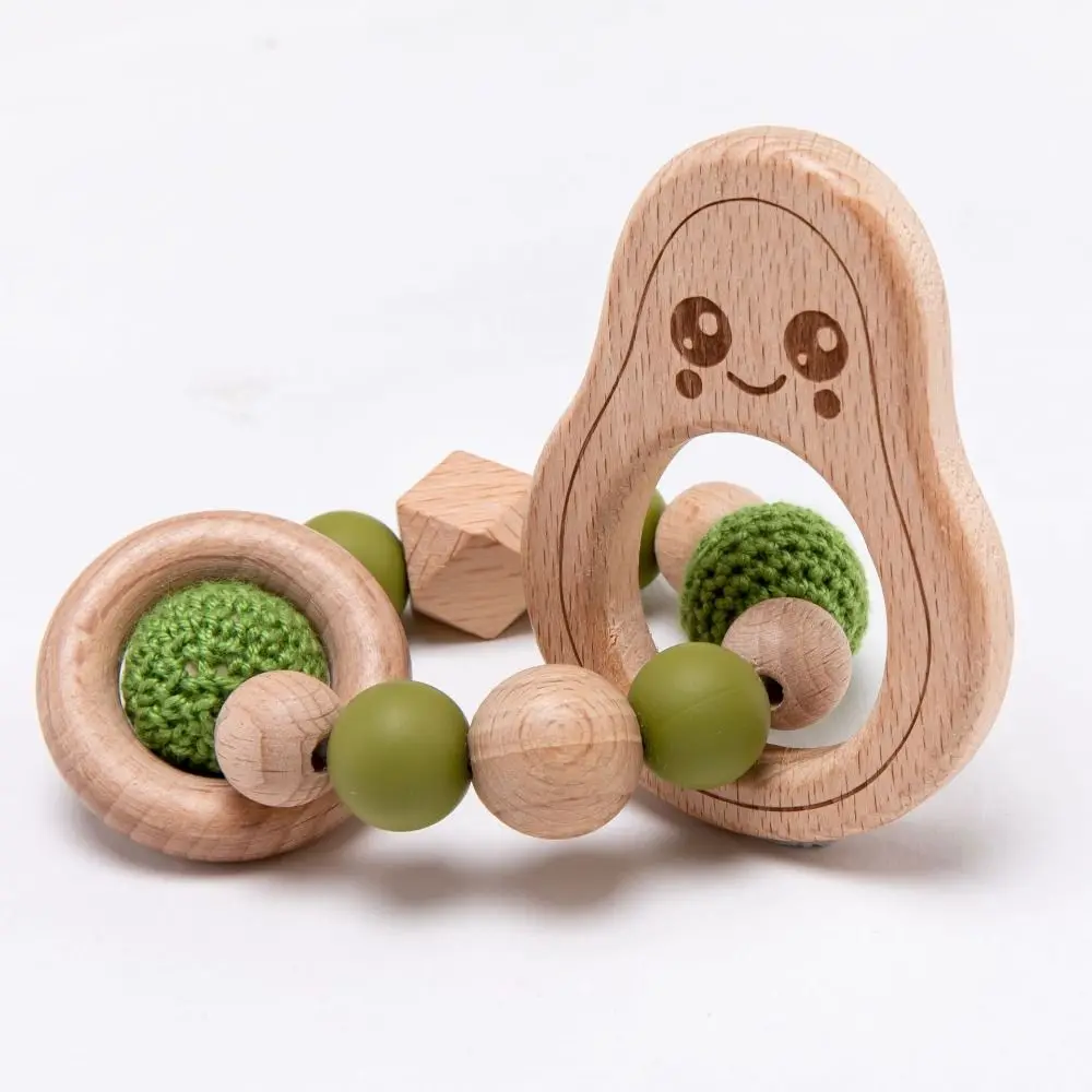 Dummy Clips Pacifier Holder Clips Avocado Wood Baby Pacifier Chain Soother Holder Odor Free Baby Teether Toys Straps Children