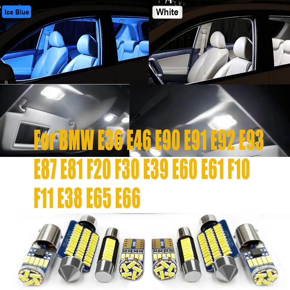For BMW E36 E46 E90 E91 E92 E93 E87 E81 F20 F30 E39 E60 E61 F10 F11 E38 E65 E66 328i 2009 2011 2012 2017 Interior LED Lights