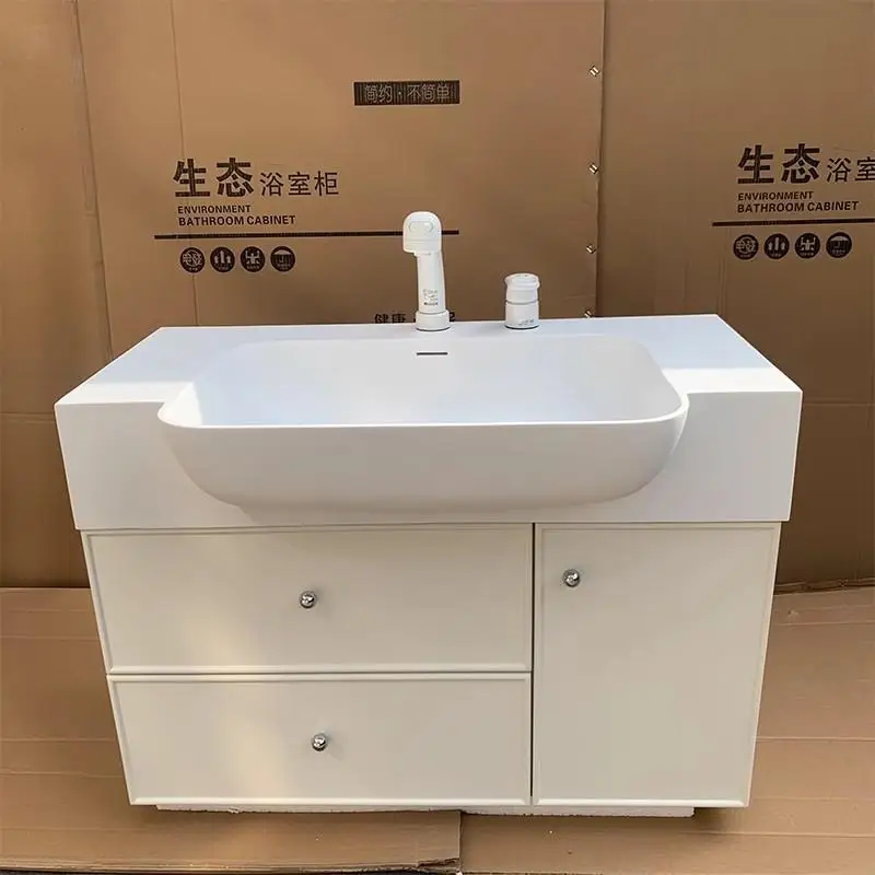 

Very narrow small apartment preferred big belly basin retro cream wind solid wood paint washbasin bathroom