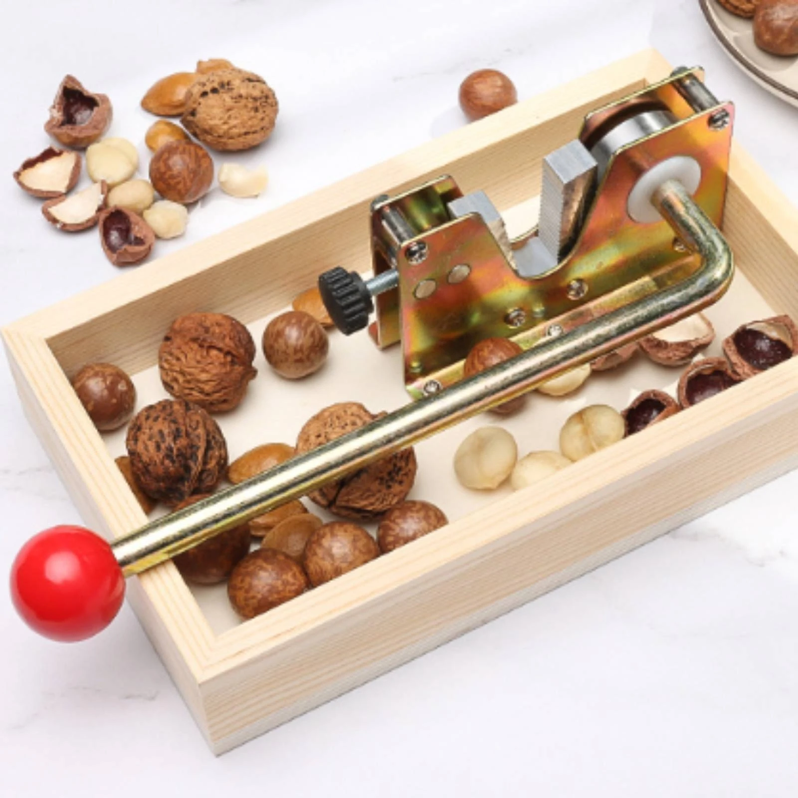 Nutcracker Compact Hand Lever Nutcracker Food Prep Item Red Knob