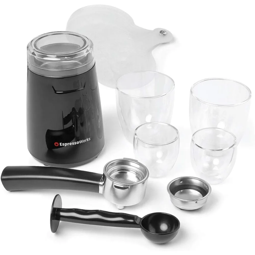 19-Bar Espresso, Cappuccino and Latte Maker 10-Piece Set - Brew Cappuccino and Latte with One Button