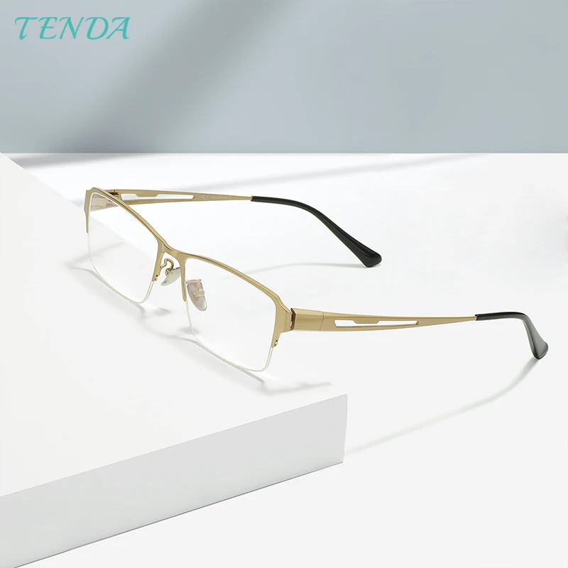 Men Half Rim Pure Titanium Luxury Eyeglasses Frames For Prescription Myopia And Presbyopia Reading