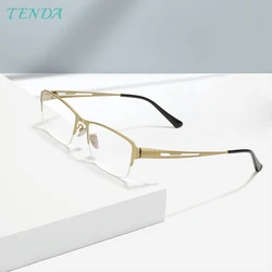 Men Half Rim Pure Titanium Luxury Eyeglasses Frames For Prescription Myopia And Presbyopia Reading