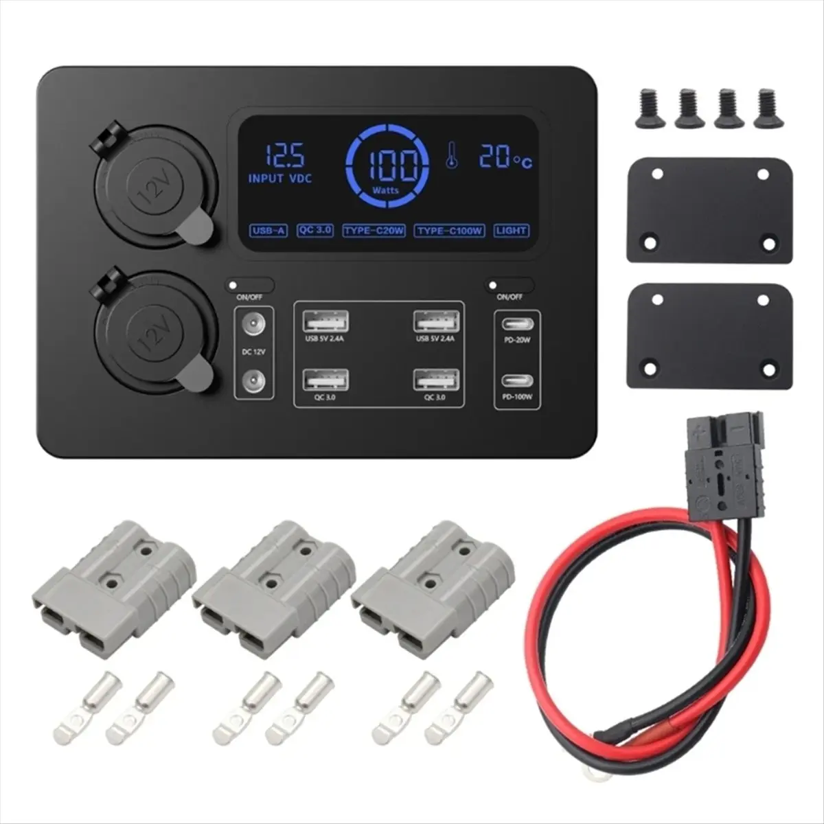 NEW Car USB Charging Hub with LED Light & Type C Port for Efficient Power Management with Cable