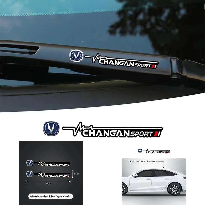 2Pcs Car Window Wiper Stickers Waterproof Reflective Rear Windshield Decals for Changan UNI-K CS75 CS55 CS35 CS85 Eado Alsvin