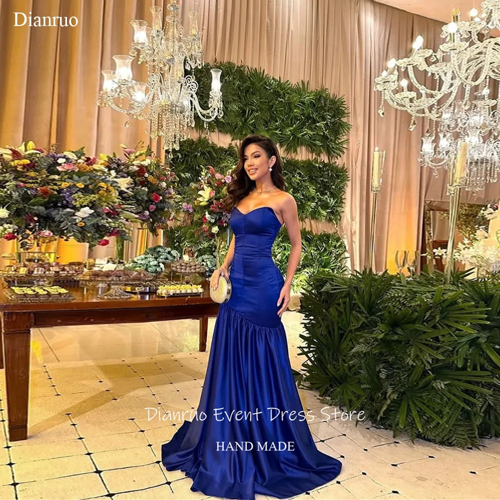 

Dianruo Royal Blue Mermaid Evening Dresses Sweetheart Pleated Robes De Soirée Floor Length Fashion Vestido De Fiesta Customized