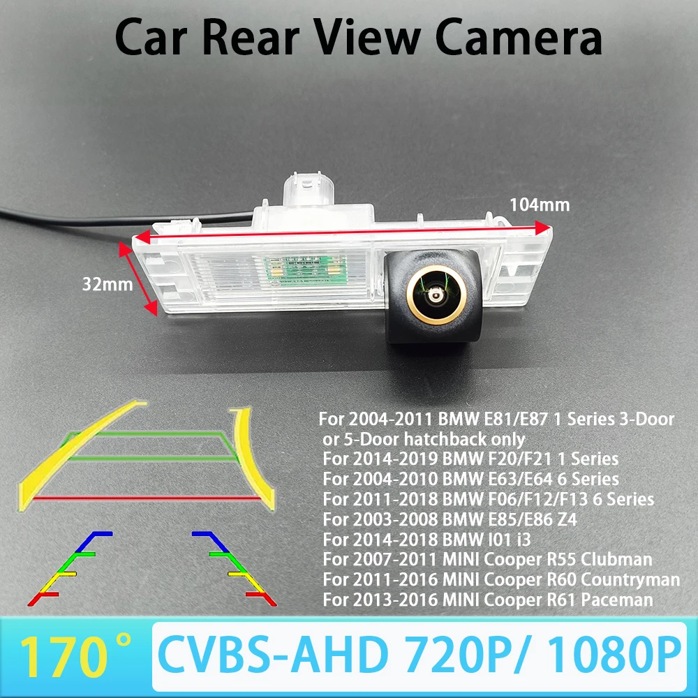 170 Degree AHD 1080P Car Rear View Camera For BMW 6 1 Series F20 F21 M6 E63 E64 F06 Mini Cooper R55 Clubman Car Track/Ruler NTSC