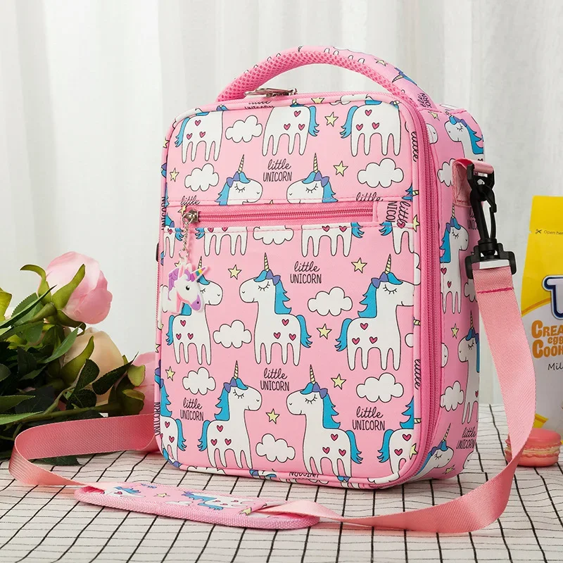 Kinder Lunch Bag Einhorn Taschen für Mädchen isolierte Tasche Umhängetaschen für Frauen gedruckt Student Lunch Box Picknick Taschen Loncheras