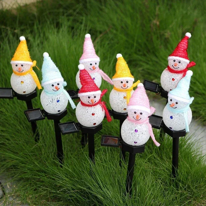 Christmas Solar LED Lights Snowman Garden Decoration Waterproof Light Outdoor Ground Plug Lamp Lawn Landscape Led Solar Lighting