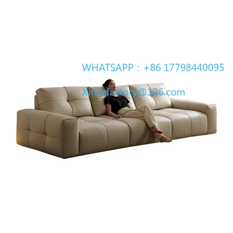 

Customizable leather sofa living room straight row