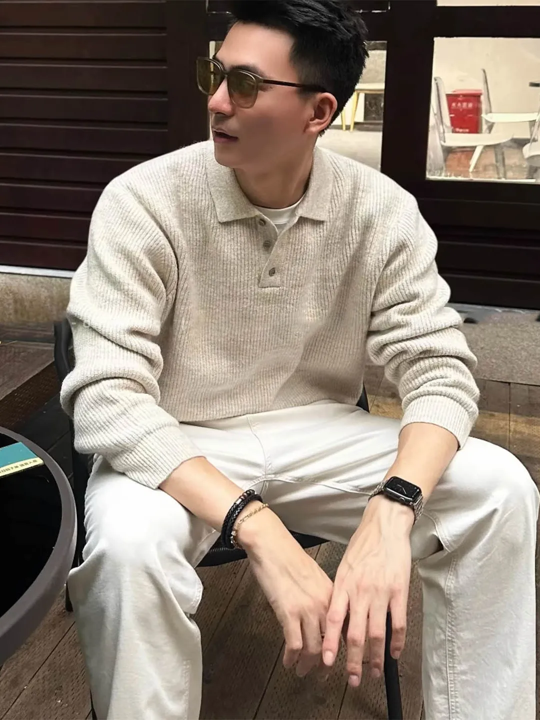 

Thiened Heavy Soft Knitted Sweater Long Sve Casual Color Striped Versatile Top Trendy Autumn Winter Men's Wear