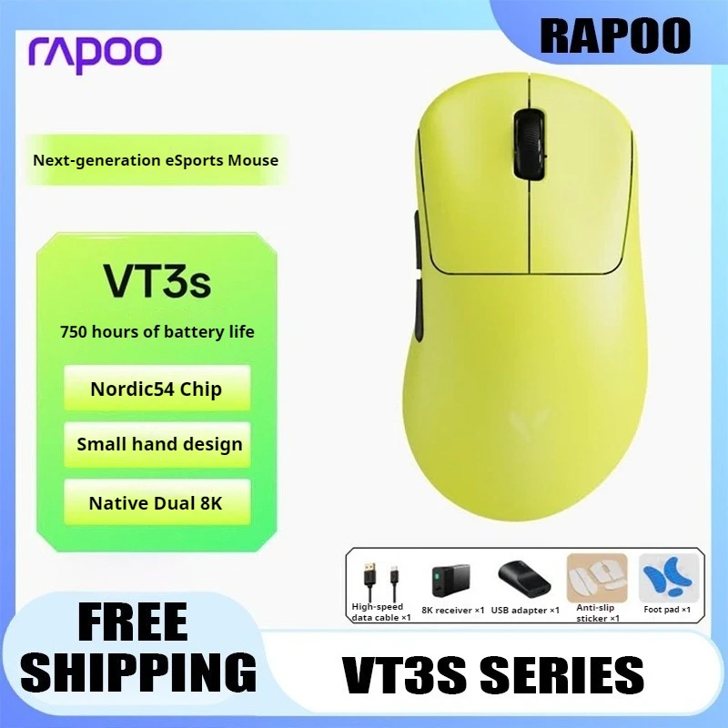 

NEW Rapoo VT3S Second-Generation Wireless Mouse Dual 8KHz Return Long Battery Life Lightweight Ergonomics Gaming Mouse Custom
