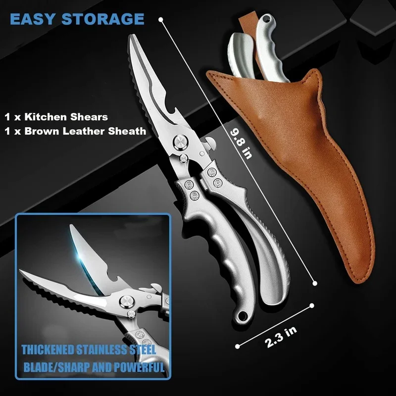 Kitchen Scissors Heavy Duty Meat Fruit Boning Fishing Hunting Camping Professional Stainless Steel Chicken Bone Kitchen Shears