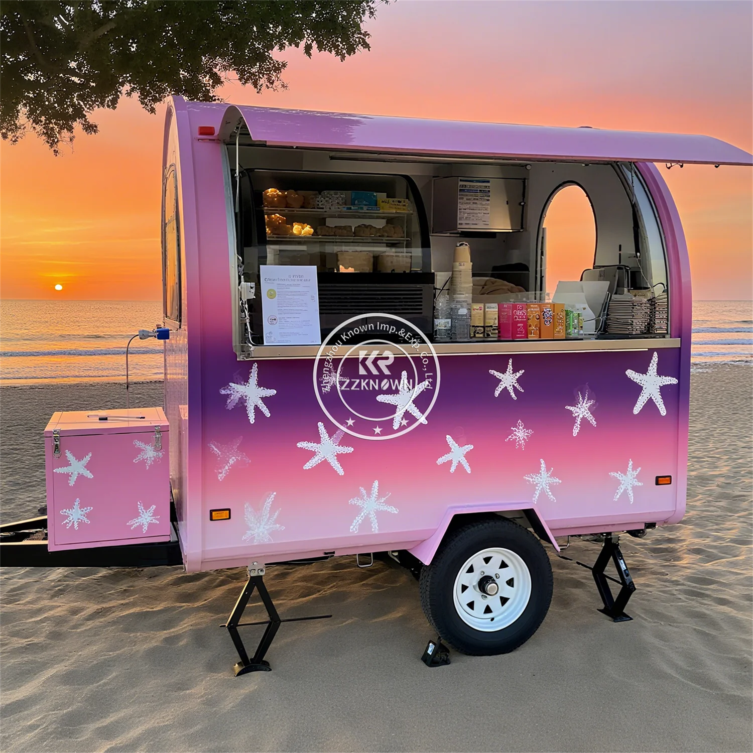 Barbacoa al aire libre móvil Hot Dog Pizza camión de comida rápida Catering de lujo remolque de Catering remolcable remolque de comida con cocina completa