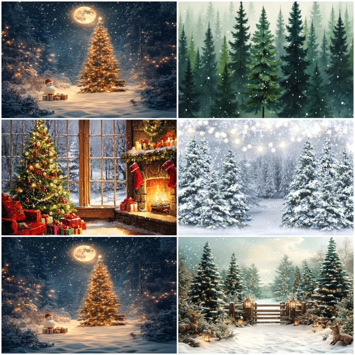 Baby Food Kids - Winter Wonderland Snow Backdrop Christmas Tree