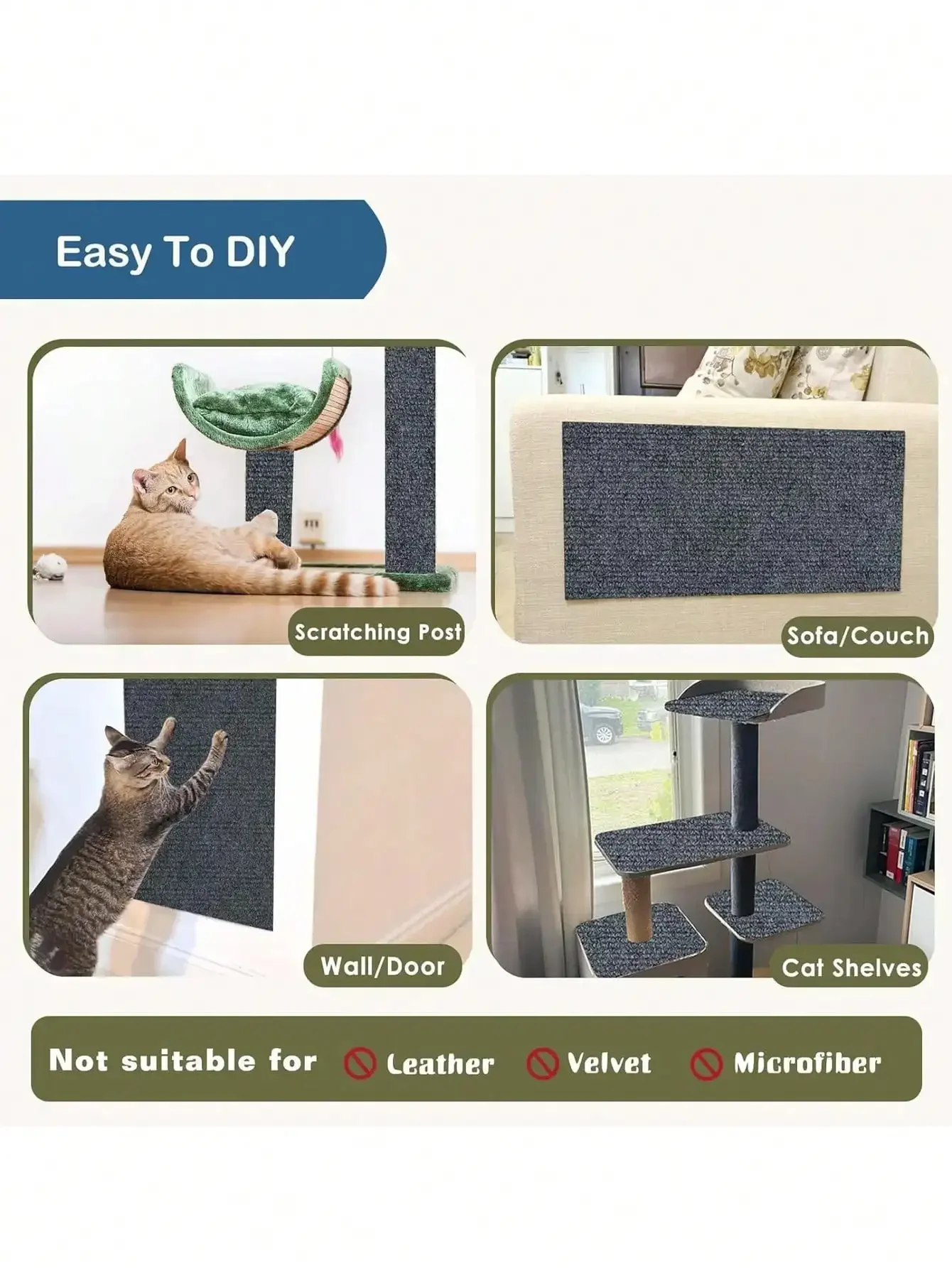 1pc Climbing Cat Scratch Pad Self-Adhesive Can Be Trimmed And Used As A Protective Tool For Diy Cat Climbing Frames Furniture