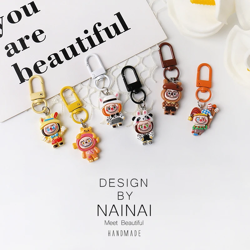 Cute Cartoon Keychain Pendant Lanyard Bag Accessory Compact Stylish Fashionable Bag Charm Decorative Pull Rope Fabric Design