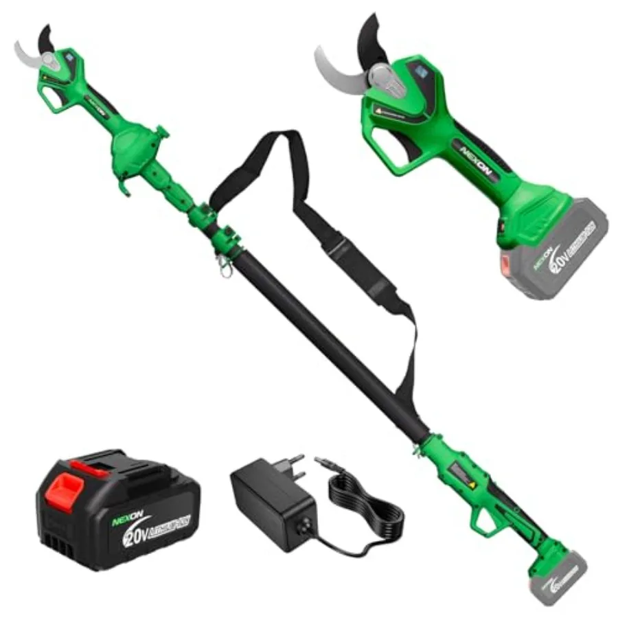 

Cordless Electric Pruning Shears 2-in-1 Tree Trimmer and Pole Pruner 1.6" Cutting Capacity 4000mAh Battery Brushless Moto