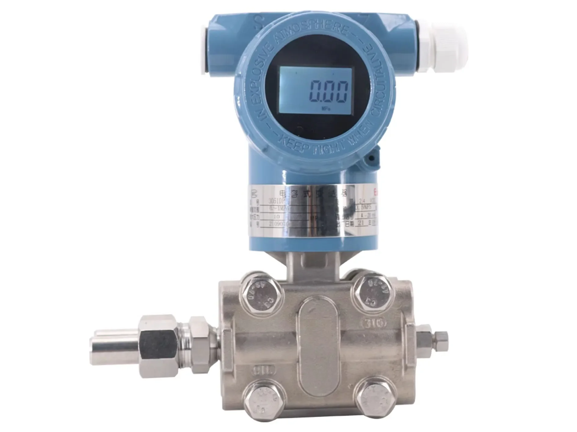 Explosion-proof 3051DP Intelligent Differential Pressure Transmitter 4-20mA Capacitive Differential Pressure Sensor