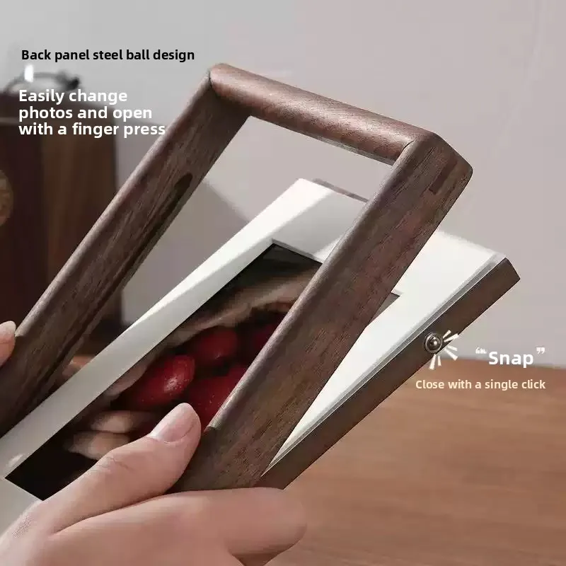 6/7/8/10 Inch Photo Wall Black Walnut Photo Frame Real Wooden Round Corner Picture Frames Swing Table/wall-mounted Home Decor