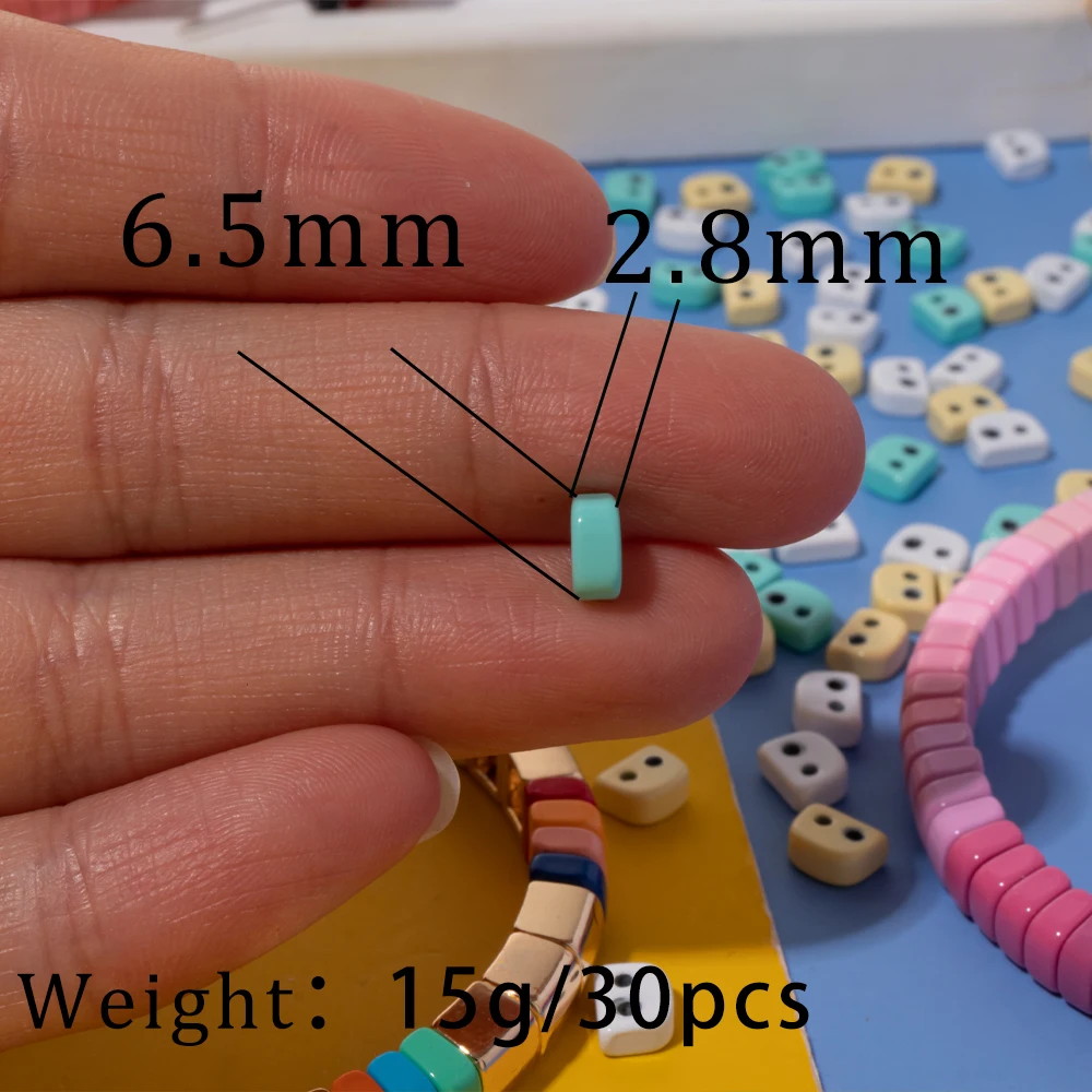 40pcs 3X7MM Enamel Beads Colorful Arch Shape Beads For Bracelets Making Diy Bohemain Elastic Bracelets Making Rainbow Accessory