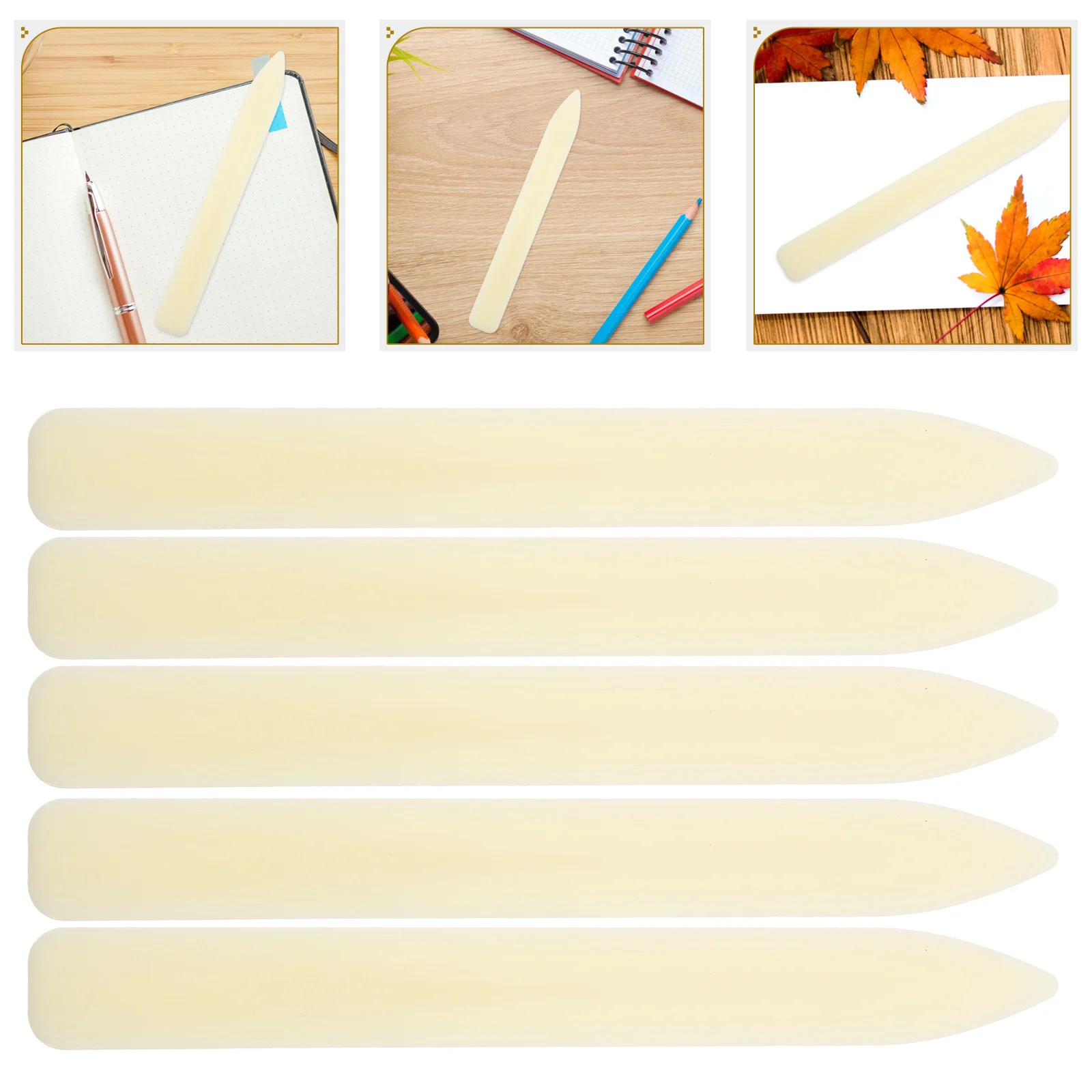 5pcs Paper Creaser Bone Folder Tool for Origami Paper Folding Craft Plastic Knife Letter Opener Creasing