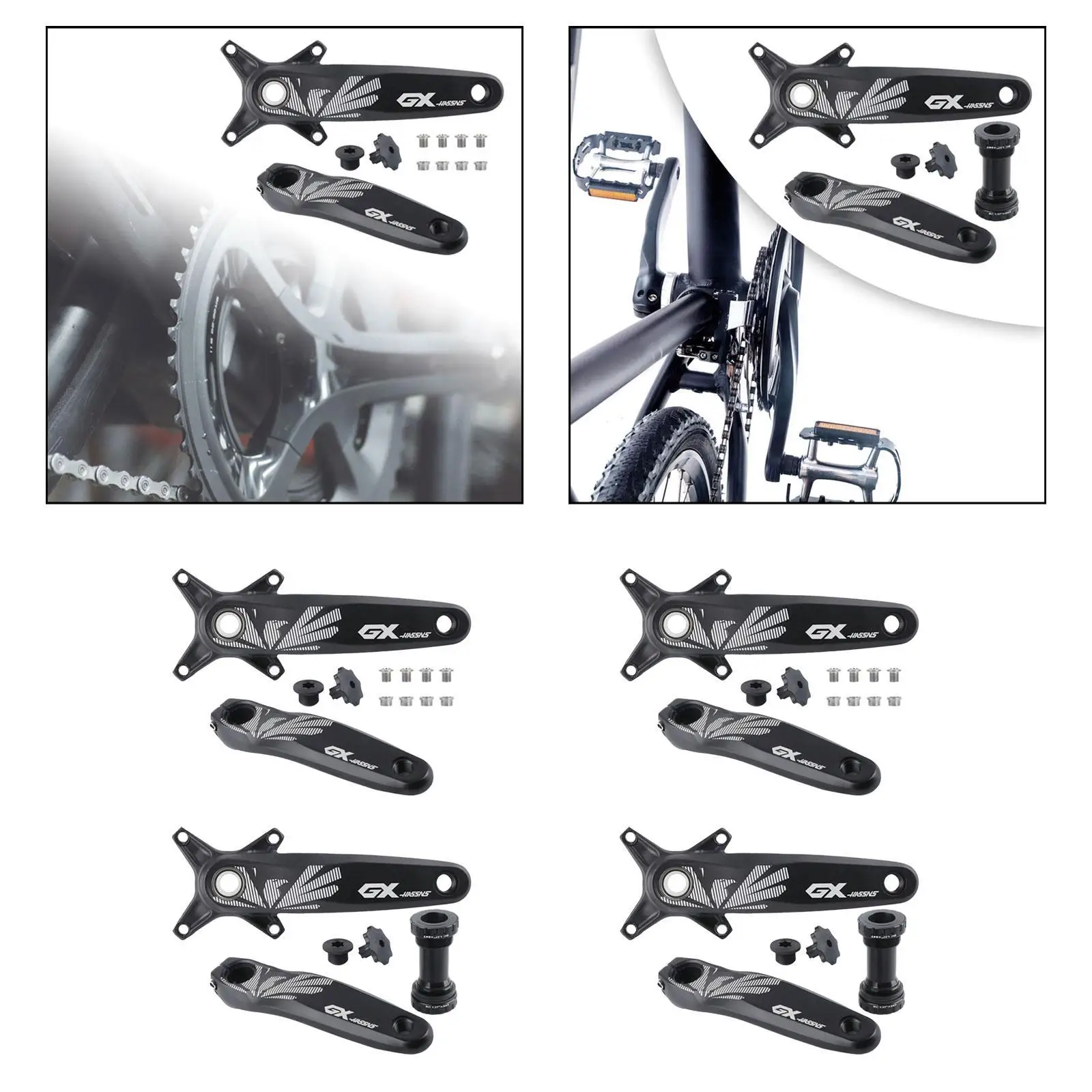 Bicycle Crank Arm Set Waterproof Sturdy Easy Installation Versatile Crank Bike Crankset for Trekking Bike Road Bikes Replacement