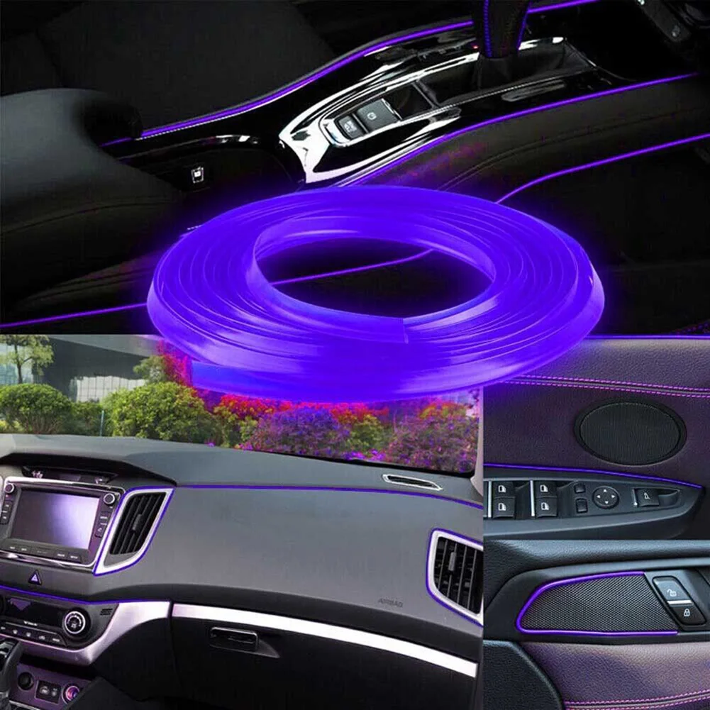 1pc Car Moulding Trims Dashboard Door Car-styling Interior Accessories Purple Silicone 5M Length 5m Car Cover Trim Car-Styling