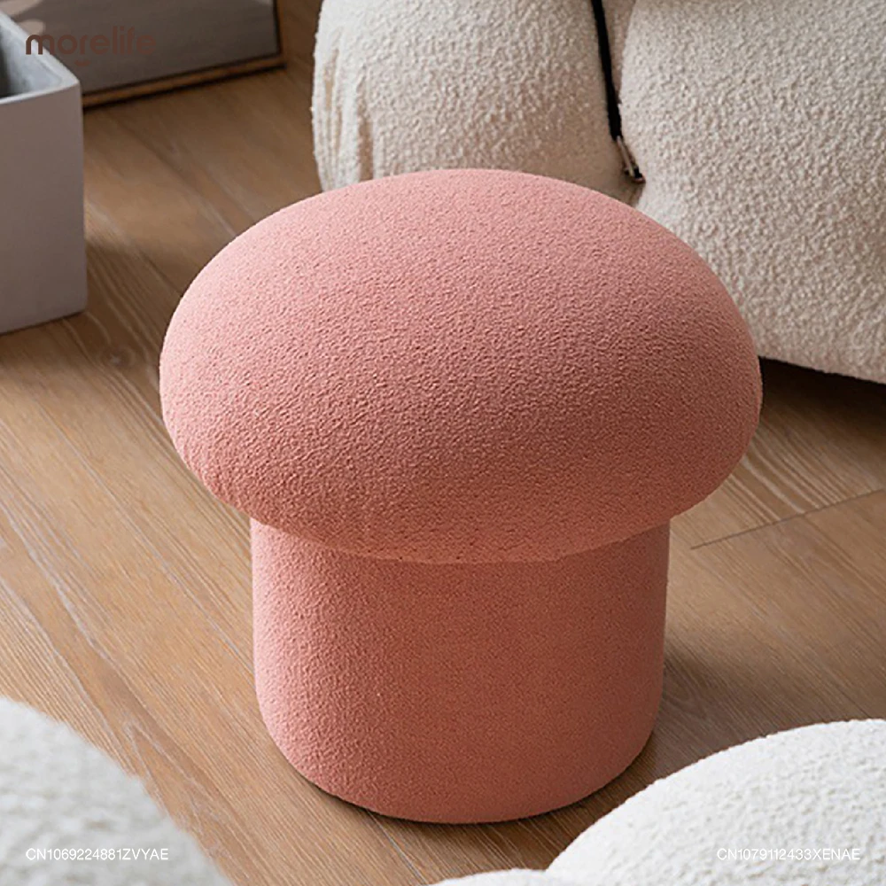 Nordic Cute Mushroom Designer Footstool Ottoman Dressing Makeup Stools Shoe Changing Stool Pouf Soft Small Bench Home Furniture