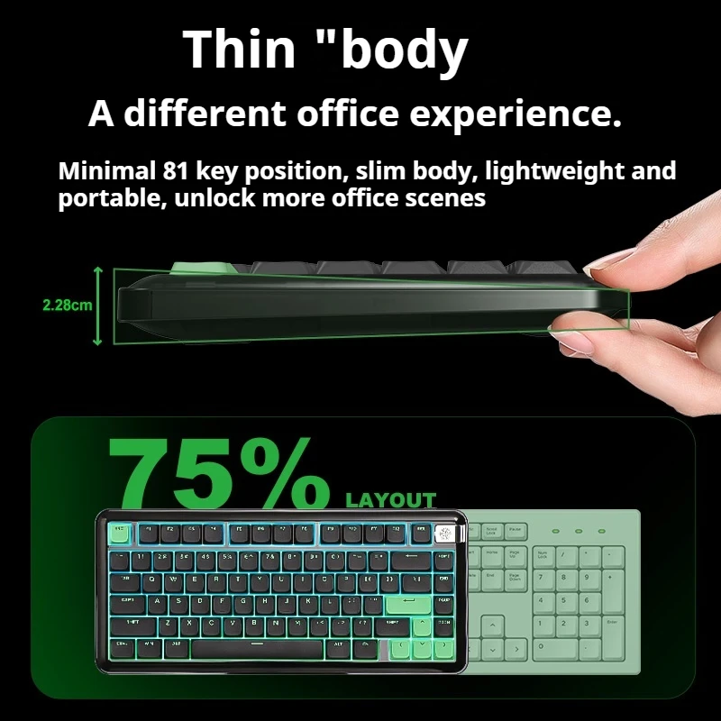 Wireless Gaming Mechanical Keyboard Supports Hot Swappable 81 Key Rgb Light Effect Laptop Office Compatible Mechanical Keyboard